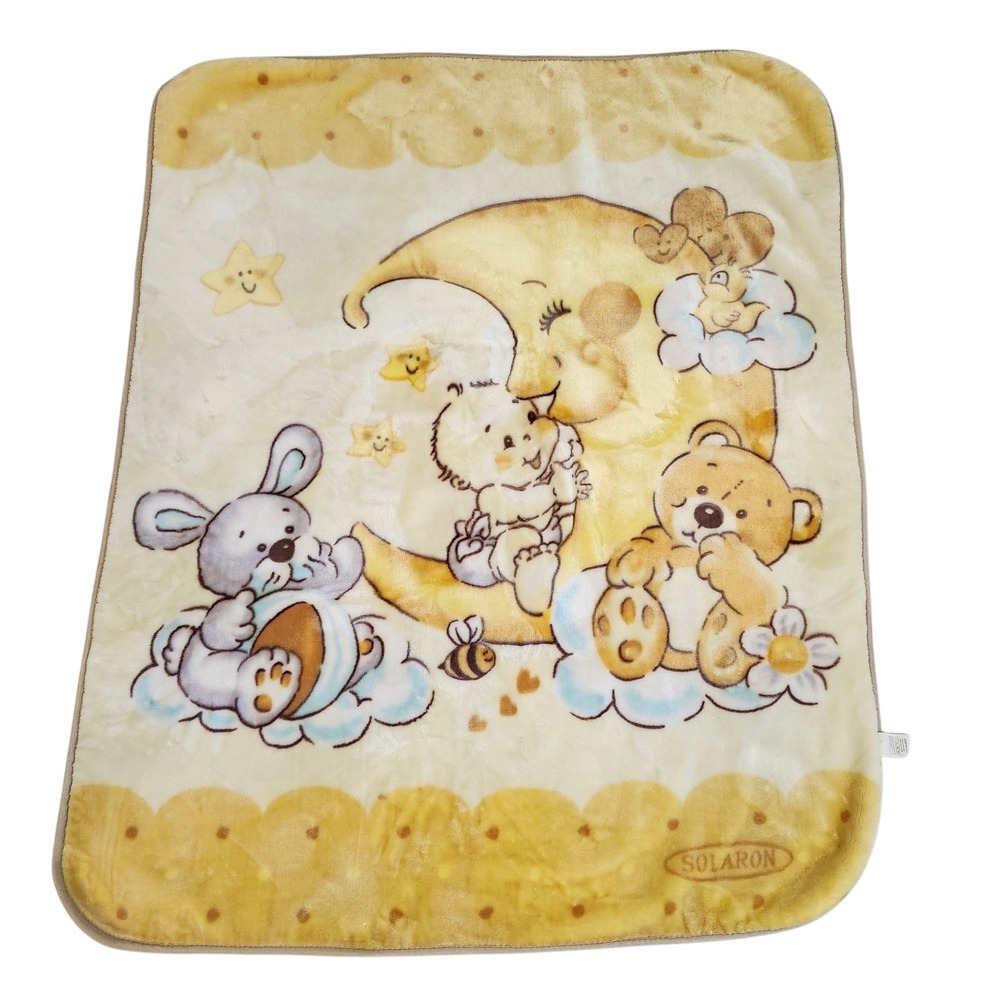 Solaron Moon And‎ Bear Baby Toddler Soft Plush Mink Blanket
